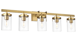 lot 58 image: BONLICHT Vanity Lights Bathroom Fixture Brushed Brass 5 Light