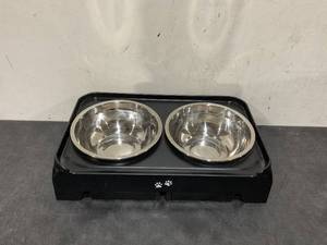 lot 236 image: Elevated Dog Bowls, Measures 17 x 10