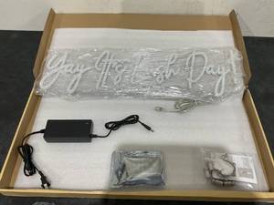 lot 274 image: White 24 Inch Neon Sign Yay Its Lash Day