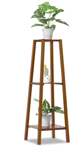 lot 158 image: Magshion Bamboo Tall Plant Stand 3-Tier