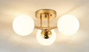 lot 159 image: Bagood 3 Lights Globe Mid Century Ceiling Light