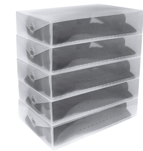 lot 187 image: LOT OF 5 Greenco Clear Foldable Shoe Storage Boxes