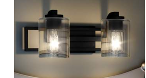 lot 188 image: Quoizel Lansdowne 7 14H Matte Black 2-Light Wall Sconce