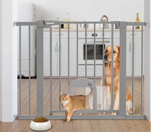lot 195 image: Babelio White Baby Gate with Cat Door