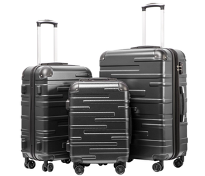 lot 6 image: Coolife Luggage Expandable(only 28) Suitcase 3 Piece Set with TSA Lock Spinner 20in24in28in, Black