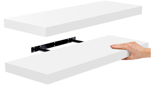 lot 129 image: Sorbus Floating Shelves 2 Pack, White 24 x 9 Inch