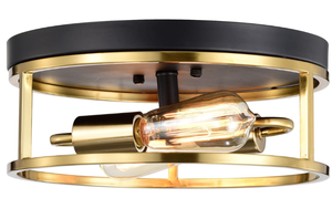 lot 132 image: 12 Ceiling Light Fixtures, Flush Mount Lighting Round, Gold Metal