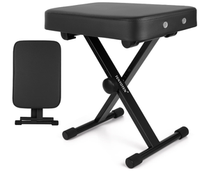 lot 137 image: Foldable Piano Seat with 2.4 Inch Thickness High-Density Sponge Padded, Black