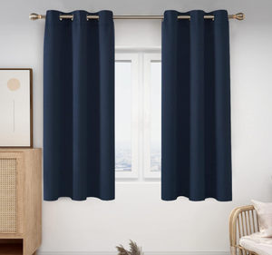 lot 143 image: Deconovo Thermal Insulated Navy Blue Blackout Curtains, 42 Inches Wide 63 Inch Long, Set of 2