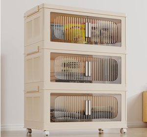 lot 145 image: Closet Organizers and Storage- Collapsible, 19 Gal 3 Pack, 37.6  13.6  24, White