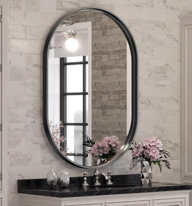 lot 147 image: Brightify Black Oval Mirror for Wall 24x36 Inch