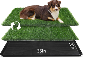 lot 149 image: LOOBANI 35in x 23in Extra Large Grass Porch Potty Tray, 2-Pack Replacement