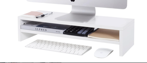 lot 358 image: BEYGORM Monitor Stand Riser White,  21.6 L x 7.8 W x 5.2 H