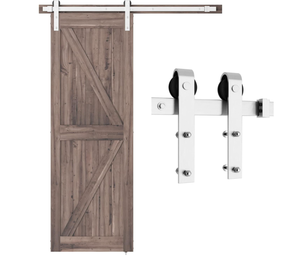 lot 371 image: SMARTSTANDARD 5 Feet Brushed Nickel Barn Door Hardware