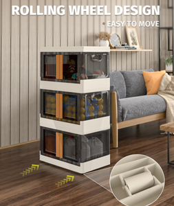 lot 374 image: Collapsible Storage Bins with Lids, Stackable Storage Bins with Door, 3 Pack