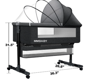 lot 378 image: MMBABY Baby Bassinet Bedside Sleeper Bedside Crib Easy Folding Portable