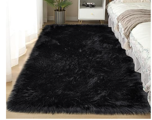 lot 468 image: Ultra Soft Black Fluffy Area Rug