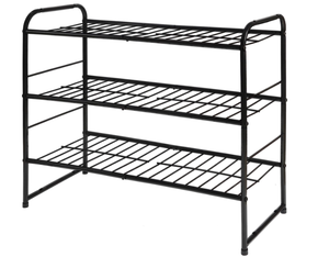 lot 202 image: 3-Tier Stackable Shoe Rack, Expandable & Adjustable