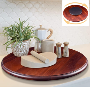 lot 208 image: Wood Lazy Susan 20inch Extra Large Rotating Storage Tray Wooden