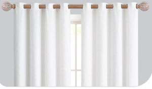 lot 212 image: 2 Pack Wood Curtain Rods 48 to 84 Inch,1 Inch Boho Adjustable Curtain Rod