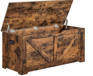 lot 228 image: VASAGLE Storage Chest, Storage Trunk with 2 Safety Hinges,