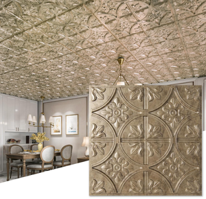 lot 229 image: Art3d Drop Ceiling Tiles 2x2, Glue-up Ceiling Panel, Fancy Classic Style, Antique Gold