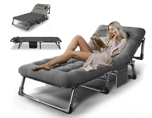 lot 234 image: XL Portable Folding Camping Cot,Oversize 29.5in Adjustable 4-Position