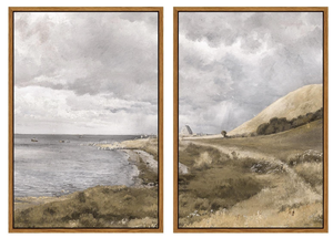 lot 241 image: InSimSea Vintage Coastal Paintings Wall Art Set of 2, 16X24