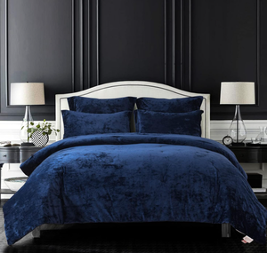 lot 251 image: Sunshine Nicole Distressed Velvet Comforter Set,5 Pieces Navy, King