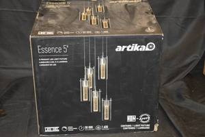 lot 1 image: NEW - Artika Essence 30-Watt 5 Light Chrome Modern Integrated LED Pendant Light Fixture for Dining Room or Kitchen