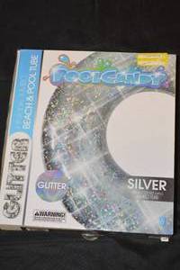 lot 45 image: Pool Candy SILVER GLITTER Pool Tube Float  Inflatable JUMBO Size 48 - Pool Diva