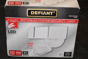 lot 46 image: Defiant 240-Degree White Motion Activated Integrated LED Outdoor Triple Head Flood Light