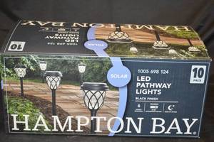 lot 53 image: NEW - Hampton Bay Jefferson Solar 10 Lumens Black Integrated LED 3000K Warm White Landscape Path Light (10-Pack) WeatherRust Resistant