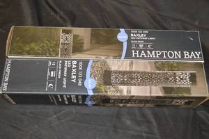 lot 107 image: 2ct NEW - Hampton Bay Baxley 12 Lumens Black LED Outdoor Solar Bollard Light