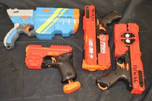 lot 119 image: Assorted NERF Pistol Bundle with Limited Edition RIVAL Deadpool Blasters - Darts Not Included