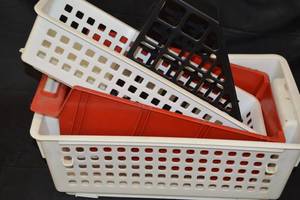 lot 141 image: Assorted Storage Bins  Halloween Pom Pom Garlands