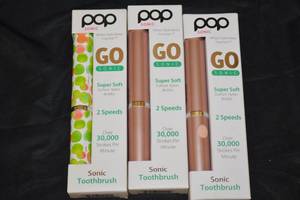 lot 190 image: 3ct Pop Sonic Go Sonic Toothbrush - Assorted Colors