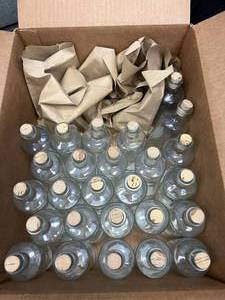 lot 16 image: 25 - Glass Bottle With Cork Stoppers 250ml