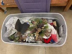 lot 19 image: Large Plastic Tote with Christmas Decorations                                N4