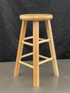 lot 35 image: Wooden Bat Stool   2 feet tall 12 inch seat                      I 3