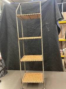 lot 42 image: Metal and wicker Shevling unit             C2