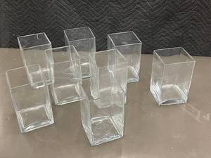lot 48 image: 8 Glass Vases 8 X 4.5 X 4.5 inches               C3