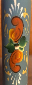 Vintage Wooden Rosemaling Match Stick Holder