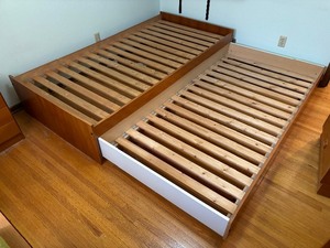 Vintage Mid Century Teak Trundle Bed