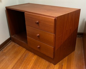 Vintage Mid Century Modern Teak 3 Drawer Cabinet by Domino Mbler