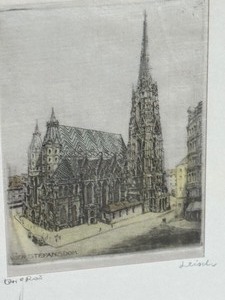 Vintage Framed European Etching