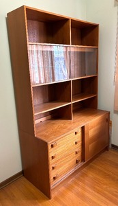 Vintage Teak Danish Domino Mbler Midcentury Modern Hutch  Bookshelf