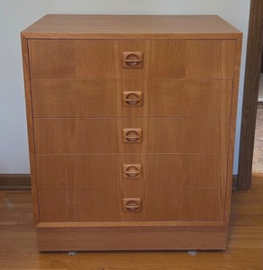 Vintage Domino Mbler Danish Mid Century Modern Teak 5 Drawer Dresser