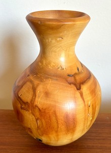 Variety of Vintage Home Decor Items including Burled Wood Vase