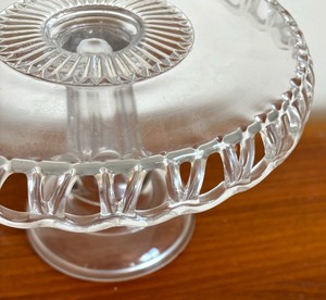 Vintage Lace Edge Glass Cake Pedestal Plate